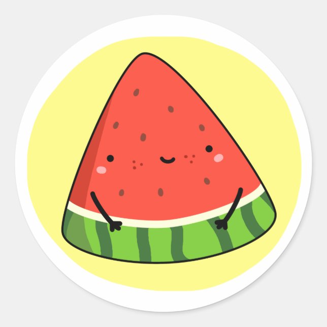 Pegatina Redonda Cute Kawaii Watermelon Slice (Anverso)