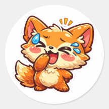 Cute Kawaii Zorro Naranja Llorando Sticker de Lágr
