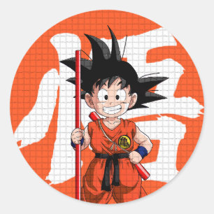 Pegatina Redonda Cute Kid Warrior Anime Art