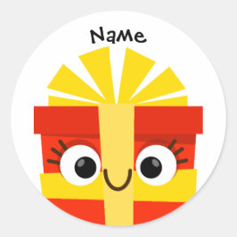 Pegatina Redonda Cute Kids Christmas Gift Sticker with Personalize