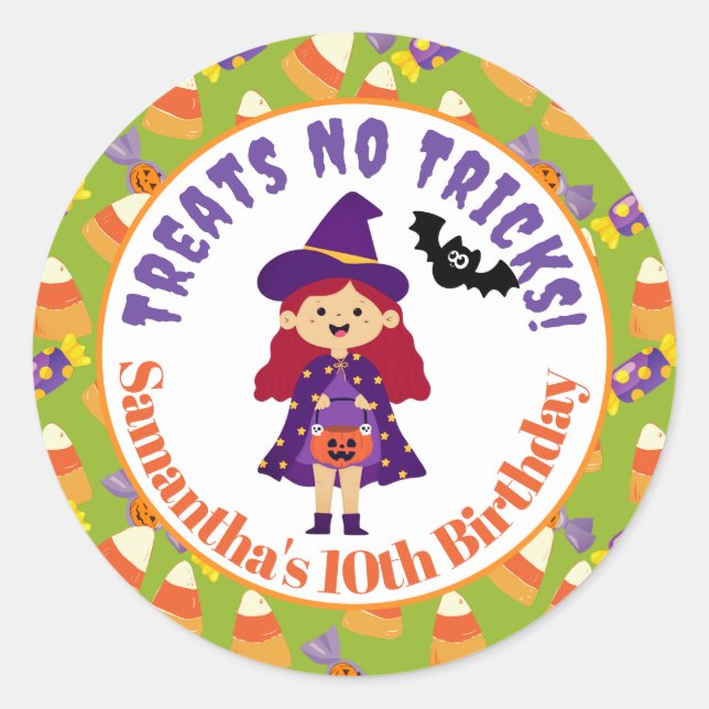 Pegatina Redonda Cute Kids Halloween Fiesta de disfraces (Anverso)