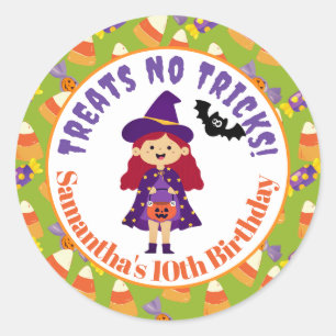 Pegatina Redonda Cute Kids Halloween Fiesta de disfraces