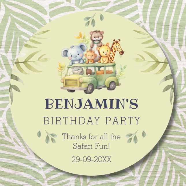 Pegatina Redonda Cute Kids Jungle Safari Cumpleaños Gracias (Subido por el creador)