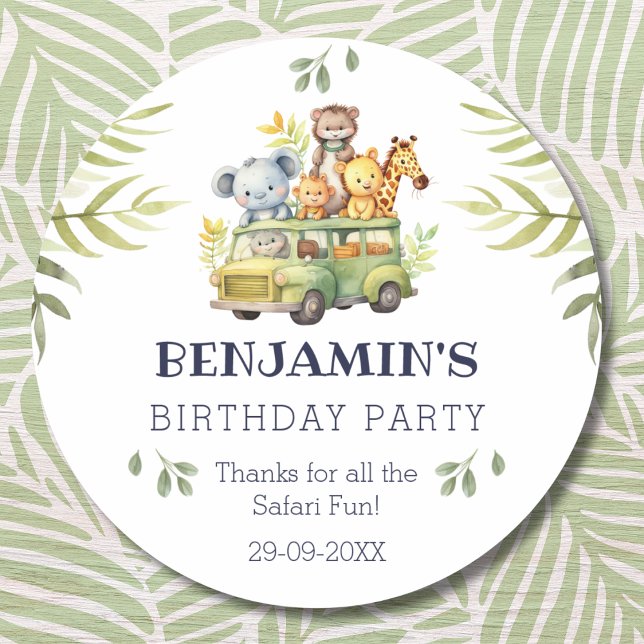 Pegatina Redonda Cute Kids Safari Jungle Cumpleaños Gracias (Subido por el creador)