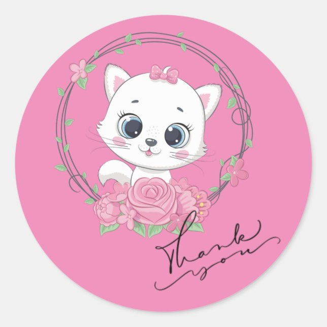 Pegatina Redonda Cute kitten (Anverso)