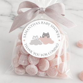 Pegatina Redonda Cute Kitten Moderno Pattern Baby Shower