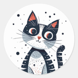 Pegatina Redonda Cute Kitty Cat Baby Shower