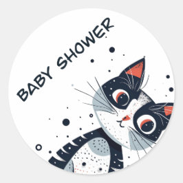 Pegatina Redonda Cute Kitty Cat Baby Shower