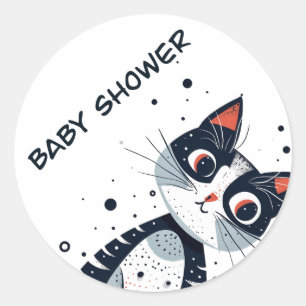 Pegatina Redonda Cute Kitty Cat Baby Shower