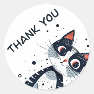 Pegatina Redonda Cute Kitty Cat Baby Shower Gracias