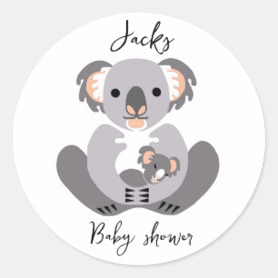 Pegatina Redonda Cute KOALA - Baby Shower - Animal-Personalizado