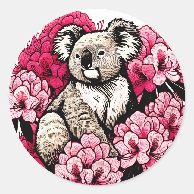 Pegatina Redonda Cute Koala Bear Artwork Fun Koalas arte (Anverso)