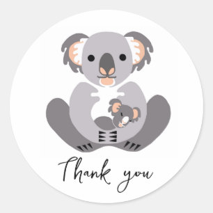 Pegatina Redonda Cute KOALA - Gracias - Personalizado en animales