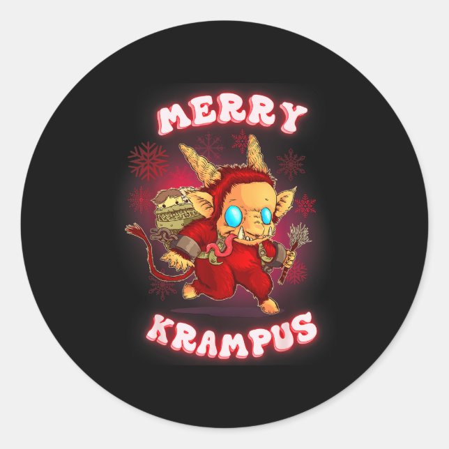 Pegatina Redonda Cute Krampus Pajamas Kids Mens Womens Christmas  (Anverso)