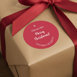 Pegatina Redonda Cute la Navidad de los Ríos de Mamá y Papá con la 