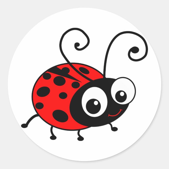 Pegatina Redonda Cute Ladybug (Anverso)