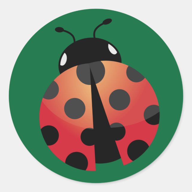 Pegatina Redonda Cute Ladybug (Anverso)