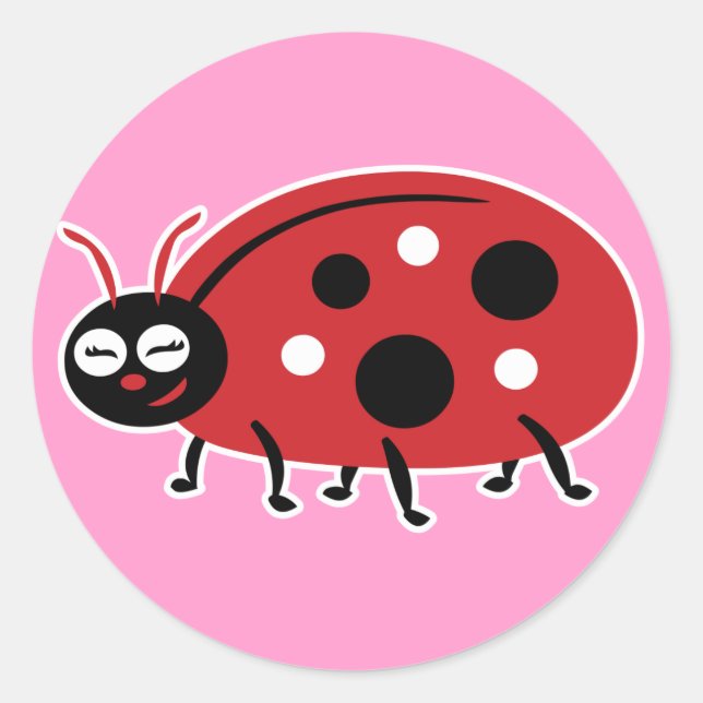 Pegatina Redonda Cute Ladybug (Anverso)