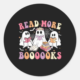 Pegatina Redonda Cute libro fantasma Leer más libros Divertidos pro