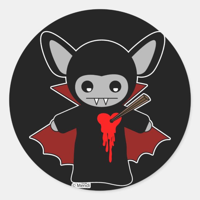 Pegatina Redonda Cute Lil Vampire Bat (Anverso)