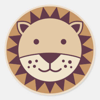 Pegatina Redonda Cute Lion Face