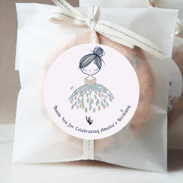Pegatina Redonda Cute Little Ballerina Princess Birthday Party (Subido por el creador)