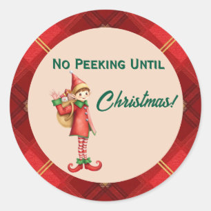 Pegatina Redonda Cute Little Elves - Navidad Personalizada