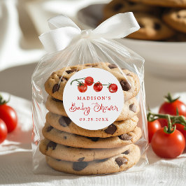 Pegatina Redonda Cute Little Tomato Baby Shower