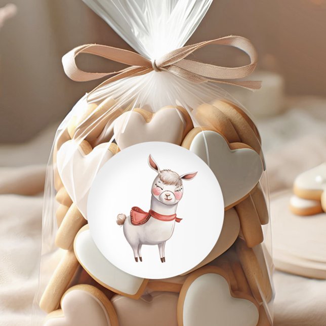 Pegatina Redonda Cute Llama Valentine's Day Label, Valentine (Subido por el creador)