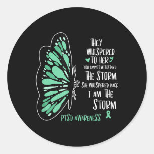 Pegatina Redonda Cute Mariposa Ptsd Prevención De Depresión Ejércit