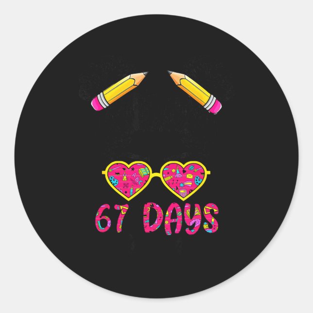 Pegatina Redonda Cute Messy Bun 67 Days Smarter 67 Kids 67 Days Of  (Anverso)