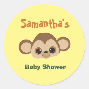 Pegatina Redonda Cute Mono Tema Baby Shower