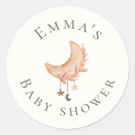 Pegatina Redonda Cute Moon Baby Shower