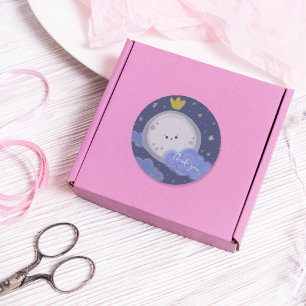 Pegatina Redonda Cute Moon Kawaii Celestial Personalizado