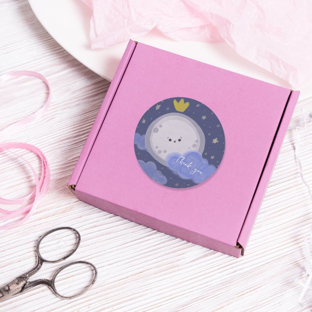 Pegatina Redonda Cute Moon Kawaii Celestial Personalizado (Subido por el creador)