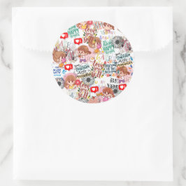 Pegatina Redonda Cute Motivational – Positive Quote Kawaii 