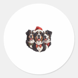Pegatina Redonda Cute Navidades Bernese Mountain Perros Santa Hat H