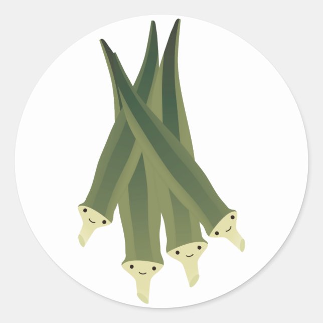 Pegatina Redonda Cute Okra (Anverso)