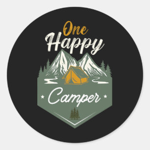 Pegatina Redonda Cute One Happy Camper Cumpleaños Camping Familia M