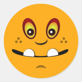 Pegatina Redonda Cute Orange Monster Face w/ an Underbite