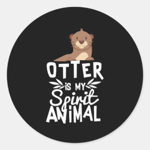 Pegatina Redonda Cute Otter es mi espiritu Animal Funny Keychain