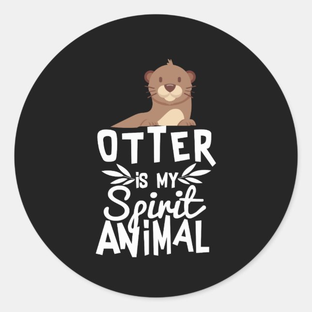 Pegatina Redonda Cute Otter es mi espiritu Animal Funny Keychain (Anverso)