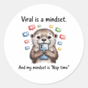 Pegatina Redonda Cute Otter Viral Mindset Nap Time Sticker