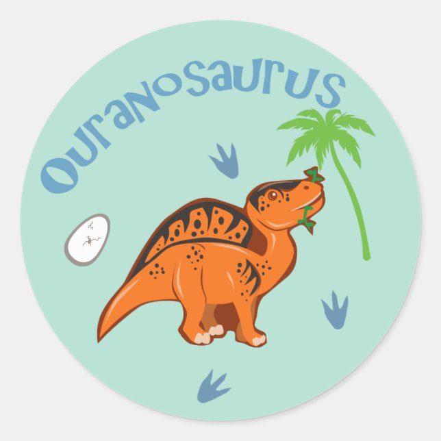 Pegatina Redonda Cute Ouranosaurus (Anverso)
