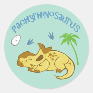 Pegatina Redonda Cute Pachyrhinosaurus