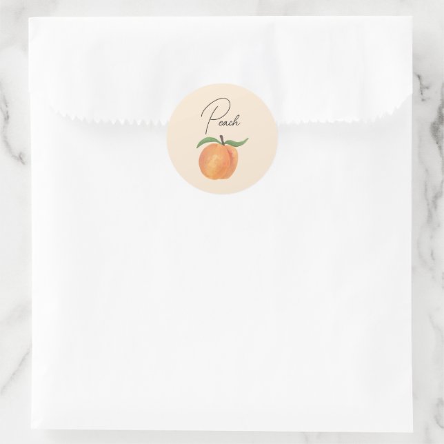 Pegatina Redonda Cute Painted Peach Fruit Illustration  (Bolso)