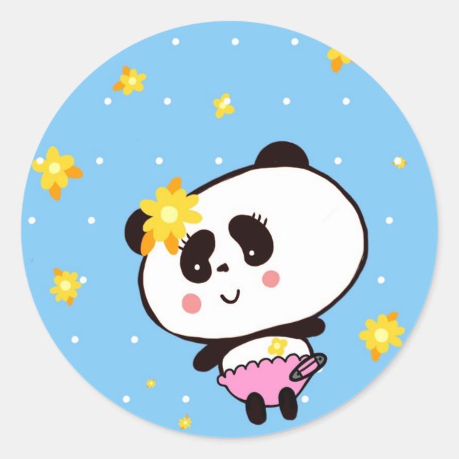 Pegatina Redonda Cute Panda Baby personalizado (Anverso)