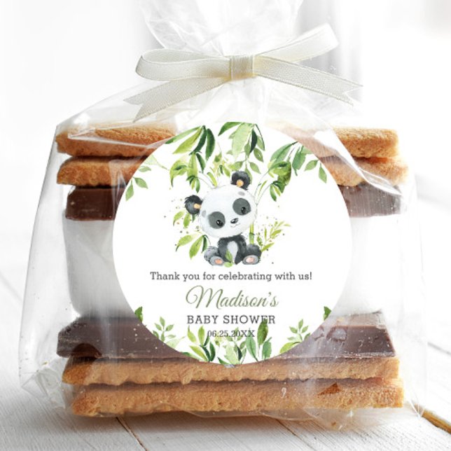 Pegatina Redonda Cute Panda Bamboo Greenery Baby Shower Neutral (Subido por el creador)