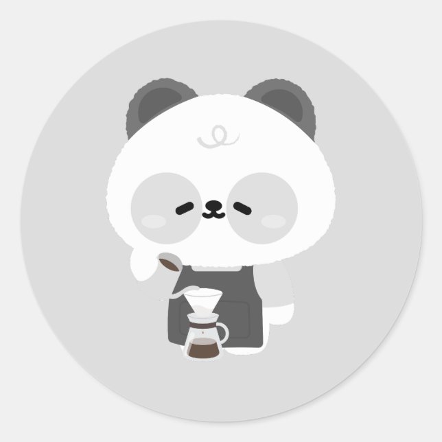 Pegatina Redonda Cute Panda Barista (Anverso)