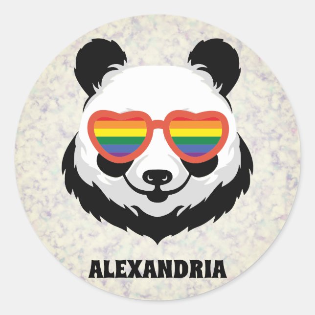 Pegatina Redonda Cute Panda Bear | Arcoiris | LGBTQ (Anverso)